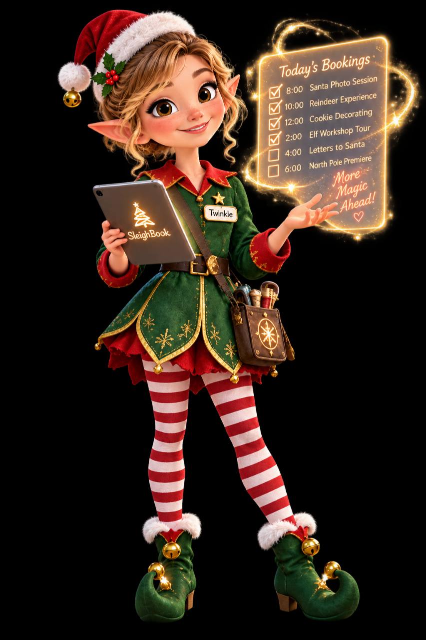 Twinkle, Santa’s booking helper elf